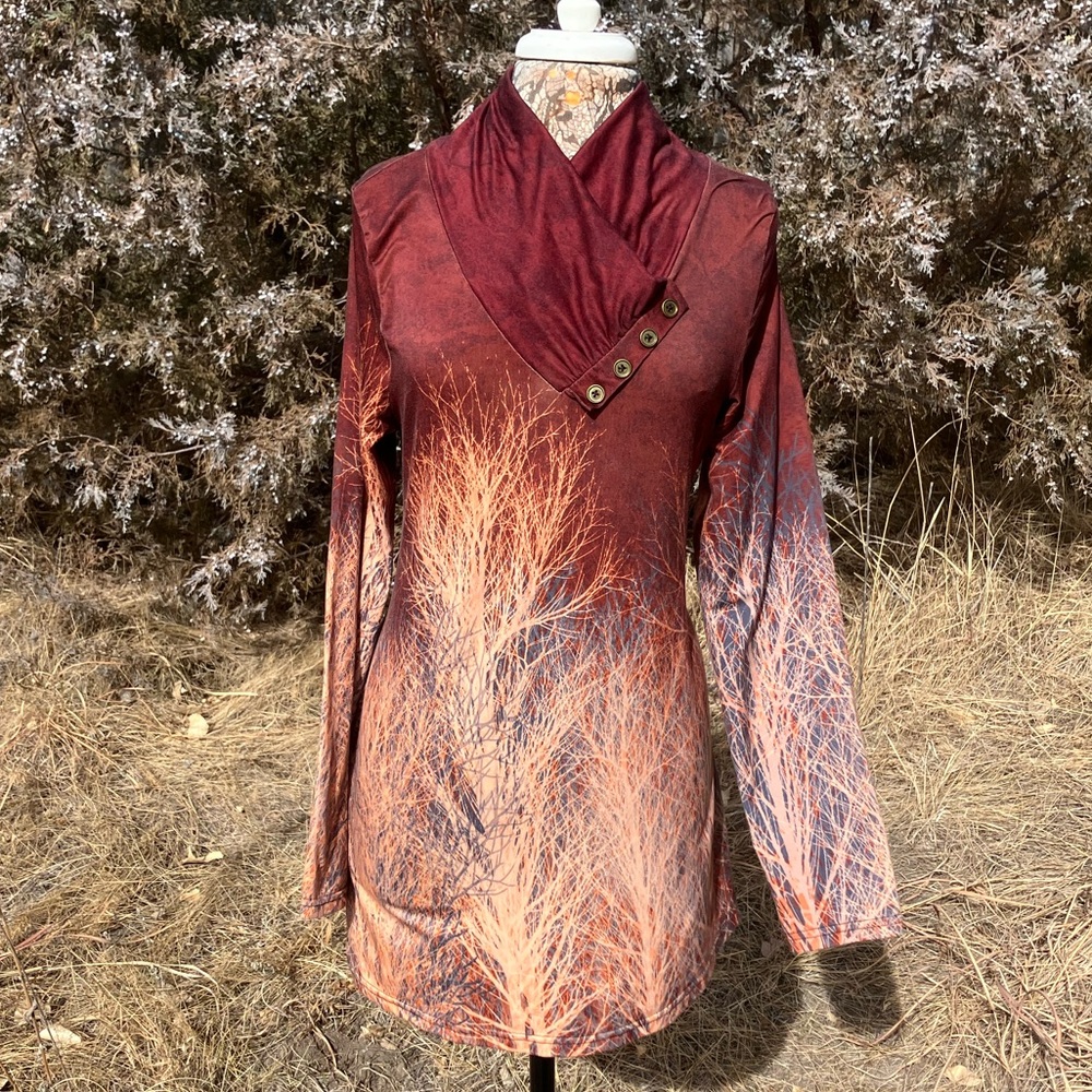 Beautiful Burning Forest Tunic. Size L